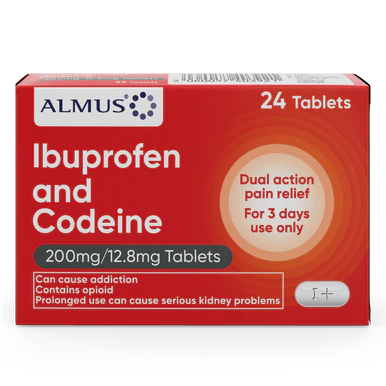 Almus Ibuprofen and Codeine 200mg/12.8mg - 24 Tablets