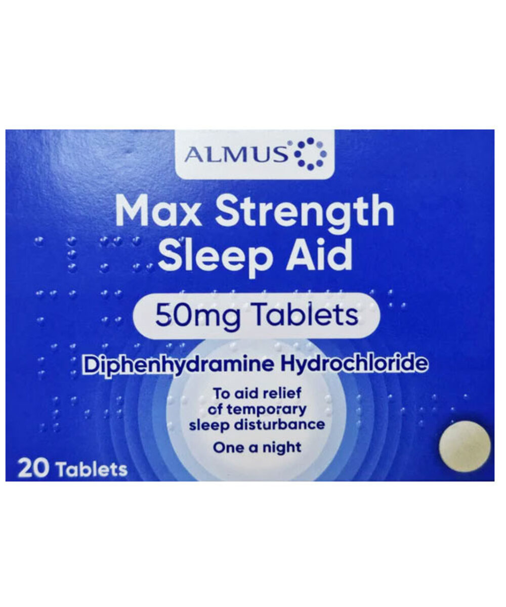 Almus Max Strength Sleep Aid 50mg - 20 Tablets