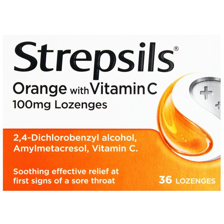 Strepsils Orange With Vitamin C - 36 Lozenges